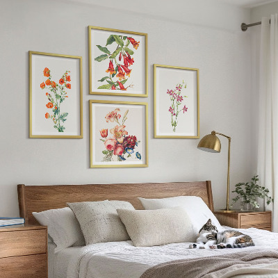 Mur de tableaux Peinture de fleurs style rétro
