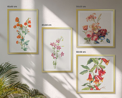 Mur de tableaux Peinture de fleurs style rétro