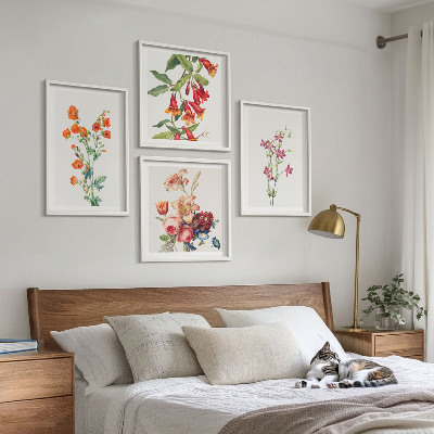 Mur de tableaux Peinture de fleurs style rétro