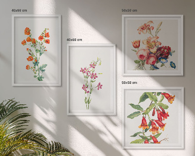 Mur de tableaux Peinture de fleurs style rétro