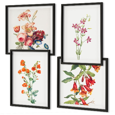 Mur de tableaux Peinture de fleurs style rétro