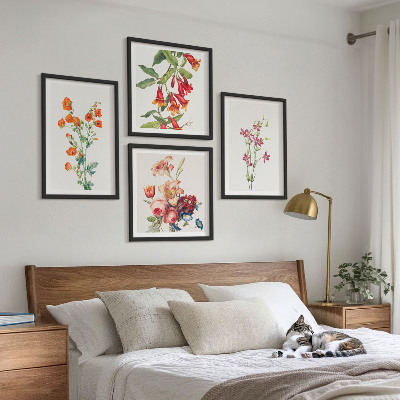 Mur de tableaux Peinture de fleurs style rétro
