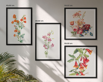 Mur de tableaux Peinture de fleurs style rétro