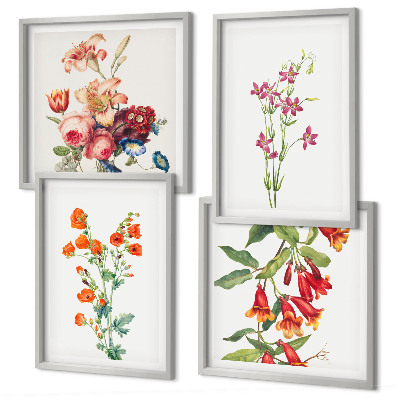 Mur de tableaux Peinture de fleurs style rétro