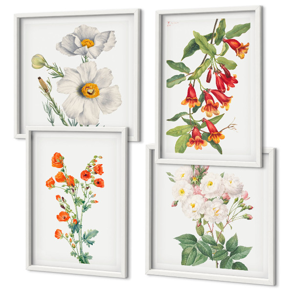 Polyptyque z cadres Peinture florale rétro