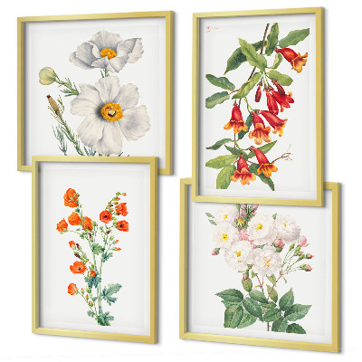 Polyptyque z cadres Peinture florale rétro