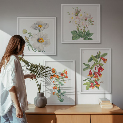 Polyptyque z cadres Peinture florale rétro