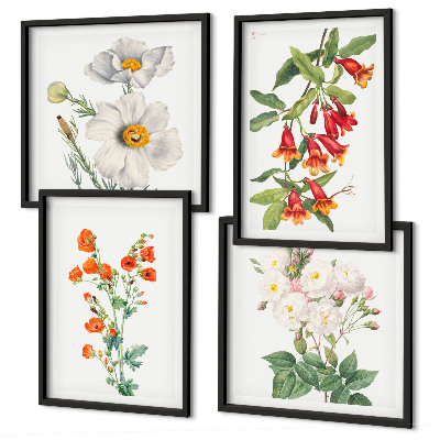 Polyptyque z cadres Peinture florale rétro