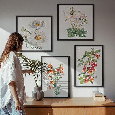 Polyptyque z cadres Peinture florale rétro