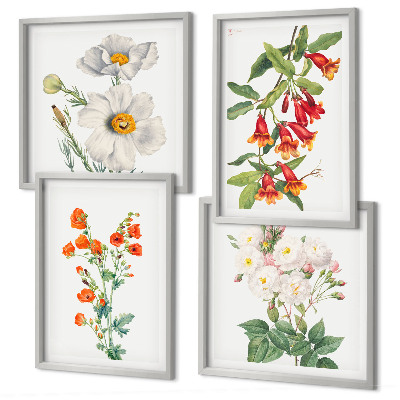 Polyptyque z cadres Peinture florale rétro