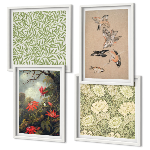 Mur de tableaux Fleurs et oiseaux dans leur environnement naturel