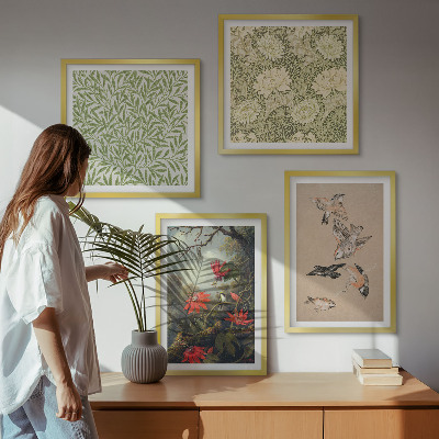 Mur de tableaux Fleurs et oiseaux dans leur environnement naturel