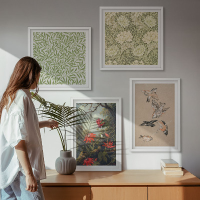 Mur de tableaux Fleurs et oiseaux dans leur environnement naturel