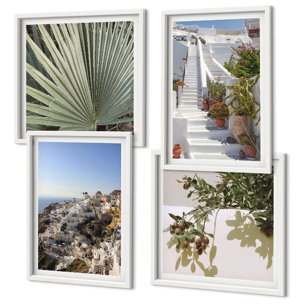 Polyptyque z cadres Escaliers blancs, vue sur santorin