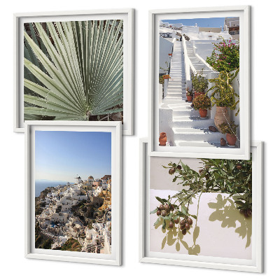 Polyptyque z cadres Escaliers blancs, vue sur santorin