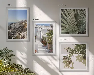 Escaliers blancs sur Santorin tableau polyptyque 2 cadres