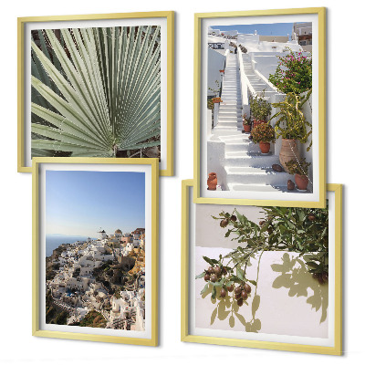 Polyptyque z cadres Escaliers blancs, vue sur santorin