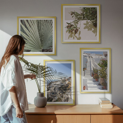 Polyptyque z cadres Escaliers blancs, vue sur santorin