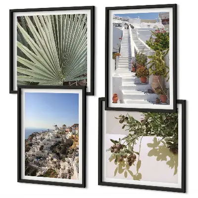 Escaliers blancs sur Santorin tableau polyptyque 2 cadres
