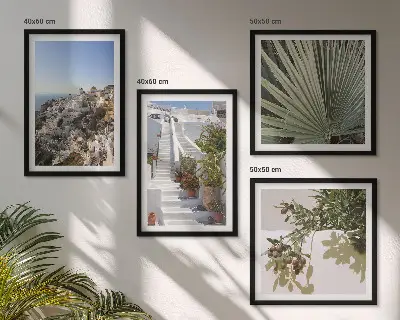 Escaliers blancs sur Santorin tableau polyptyque 2 cadres