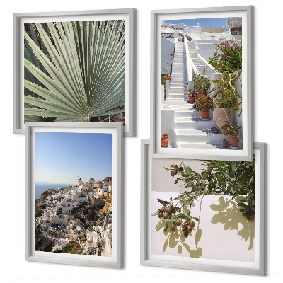 Polyptyque z cadres Escaliers blancs, vue sur santorin