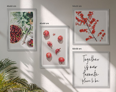 Ensemble de 4 tableaux Fruits rouges des plantes minimalisme