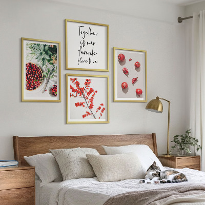 Ensemble de 4 tableaux Fruits rouges des plantes minimalisme