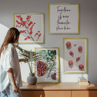 Ensemble de 4 tableaux Fruits rouges des plantes minimalisme