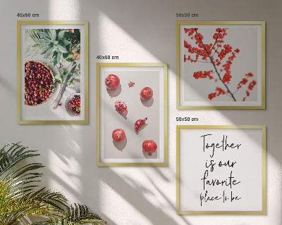 Ensemble de 4 tableaux Fruits rouges des plantes minimalisme
