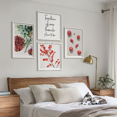 Ensemble de 4 tableaux Fruits rouges des plantes minimalisme