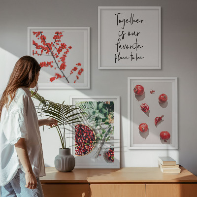 Ensemble de 4 tableaux Fruits rouges des plantes minimalisme