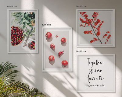Ensemble de 4 tableaux Fruits rouges des plantes minimalisme