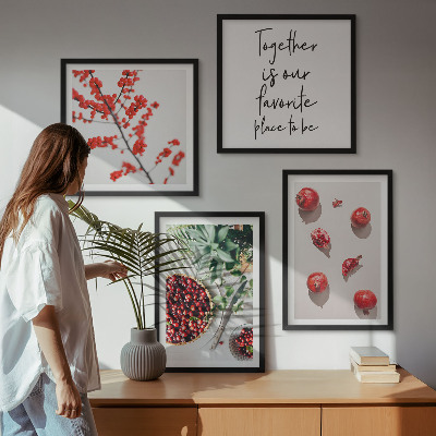 Ensemble de 4 tableaux Fruits rouges des plantes minimalisme