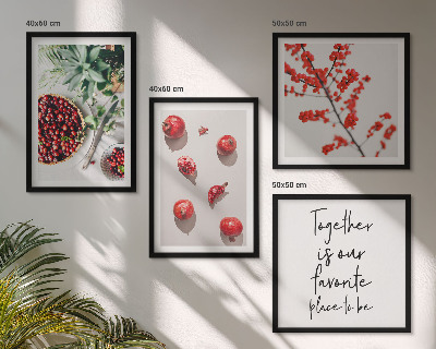 Ensemble de 4 tableaux Fruits rouges des plantes minimalisme
