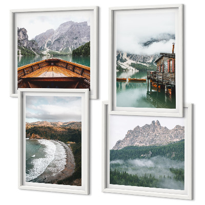Mur de tableaux Plages de montagne en péniche