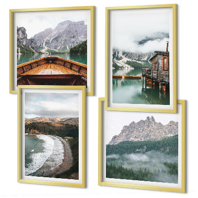 Mur de tableaux Plages de montagne en péniche