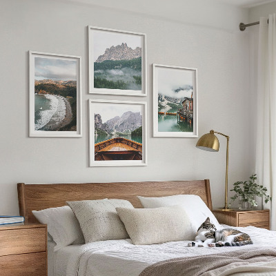 Mur de tableaux Plages de montagne en péniche
