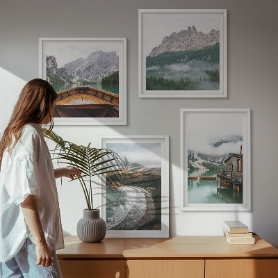 Mur de tableaux Plages de montagne en péniche