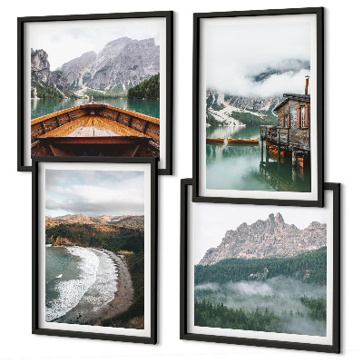Mur de tableaux Plages de montagne en péniche