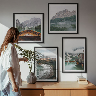 Mur de tableaux Plages de montagne en péniche