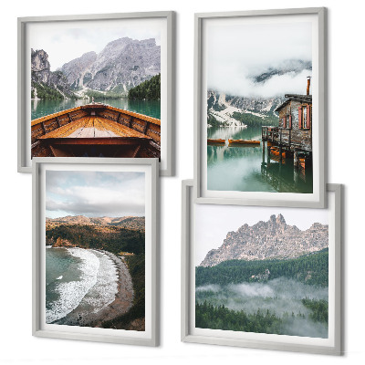 Mur de tableaux Plages de montagne en péniche