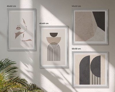 Ensemble de 4 tableaux Motifs abstraits blancs et bruns