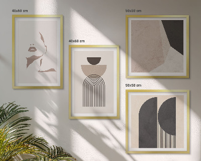 Ensemble de 4 tableaux Motifs abstraits blancs et bruns