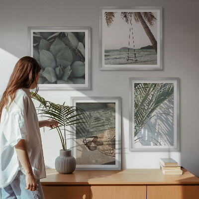 Polyptyque z cadres Plantes tropicales pour les vacances