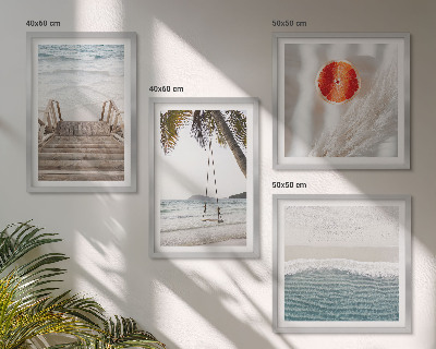 Ensemble de 4 tableaux Ambiance des escaliers en bois de la plage