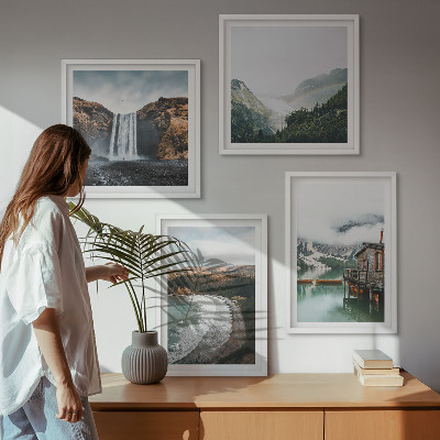 Mur de tableaux Plages de montagne, nuages, eau