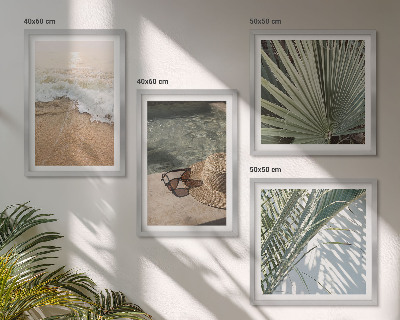 Polyptyque z cadres Chapeau de plage et lunettes de soleil