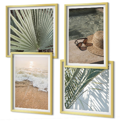 Polyptyque z cadres Chapeau de plage et lunettes de soleil