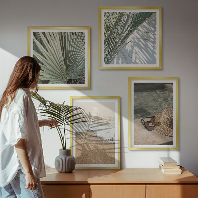 Polyptyque z cadres Chapeau de plage et lunettes de soleil