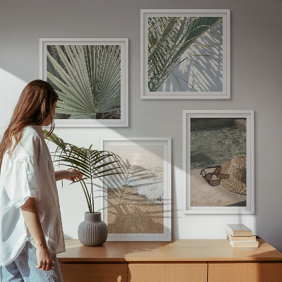 Polyptyque z cadres Chapeau de plage et lunettes de soleil